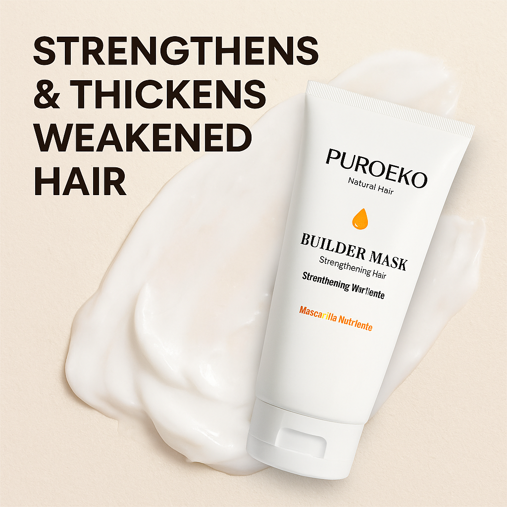 PUROEKO Builder Mask – Mascarilla capilar reparadora para cabello seco y dañado | Nutre, fortalece y mejora la suavidad y el brillo – 1 envase de 200 ml