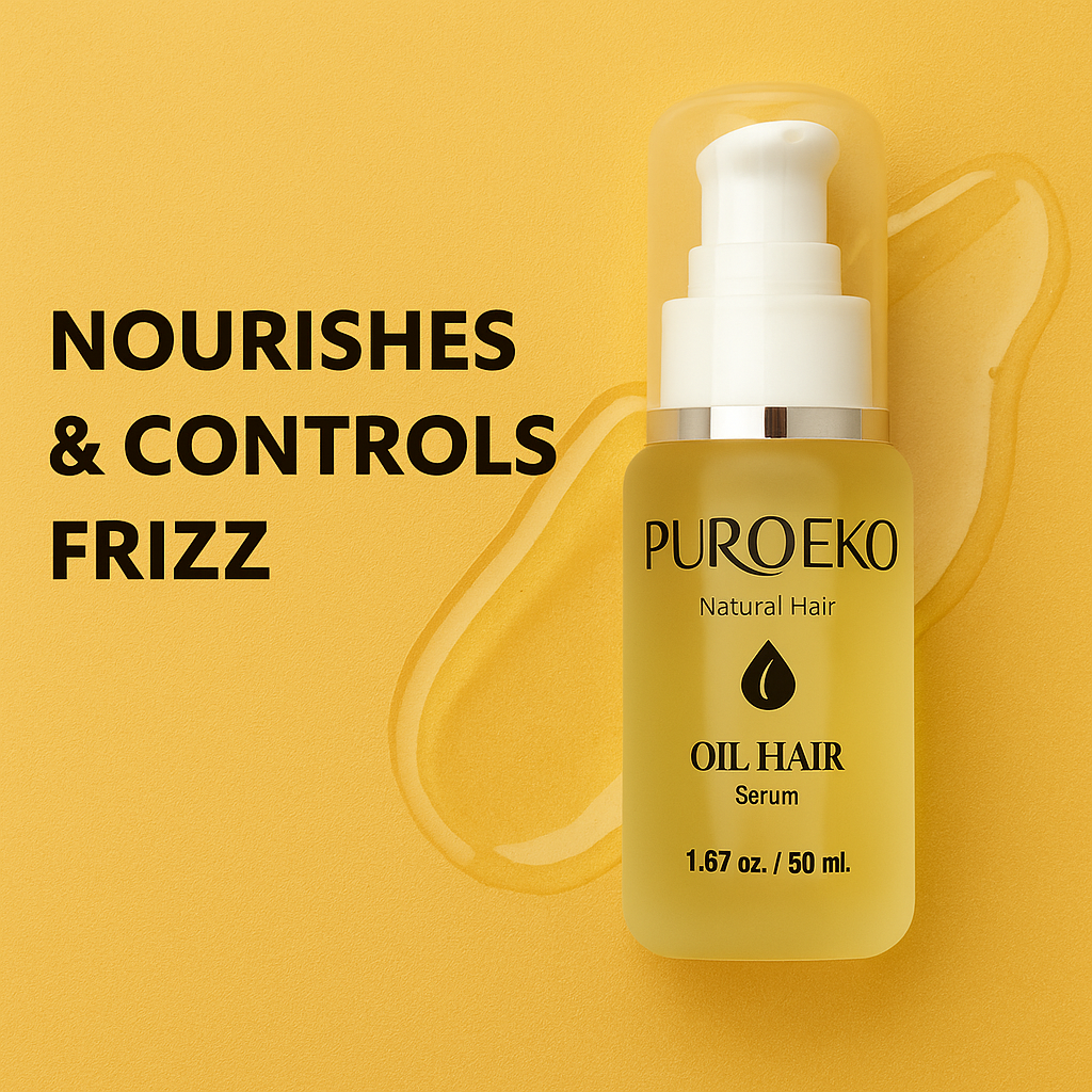 PUROEKO Hair Oil Serum for Frizzy Hair – Anti-Frizz Shine Serum with Argan Oil – Lightweight, Non-Greasy Finish – 1 Bottle, 50 ml