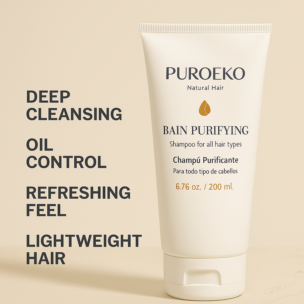 PUROEKO Bain Purifying – Champú purificante y clarificante | Limpieza detox para residuos, grasa y agua dura sin resecar – 1 botella de 200 ml
