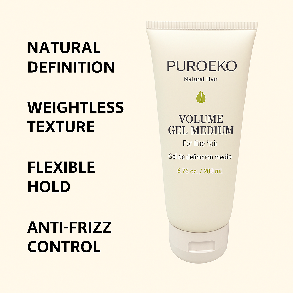 PUROEKO Medium Hold Volume Gel – Medium hold gel for volume and natural styling – 1 bottle, 200 ml