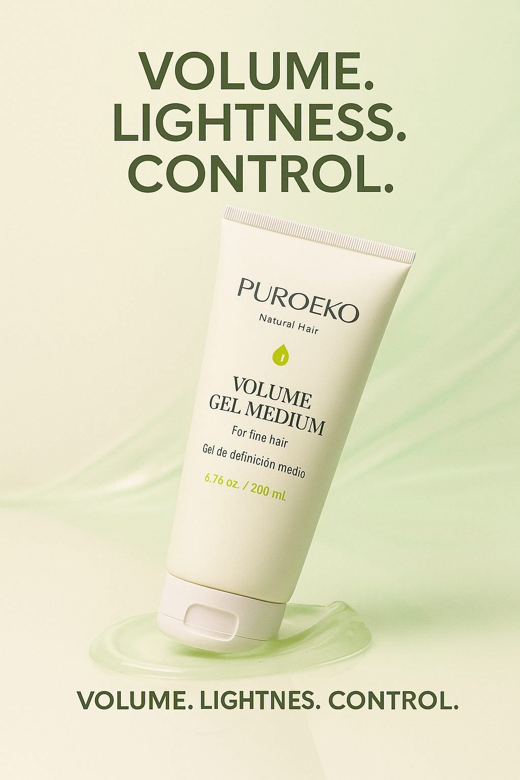 PUROEKO Medium Hold Volume Gel – Medium hold gel for volume and natural styling – 1 bottle, 200 ml