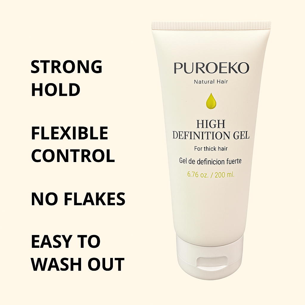 PUROEKO High Definition Gel – Curly Hair Gel for Defined Curls, Strong Hold & Frizz Control – 1 Bottle, 200 ml