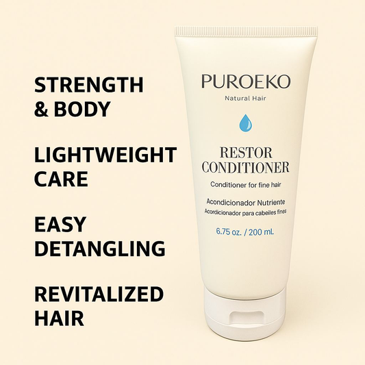 Side view of PUROEKO Restor Conditioner for fine hair