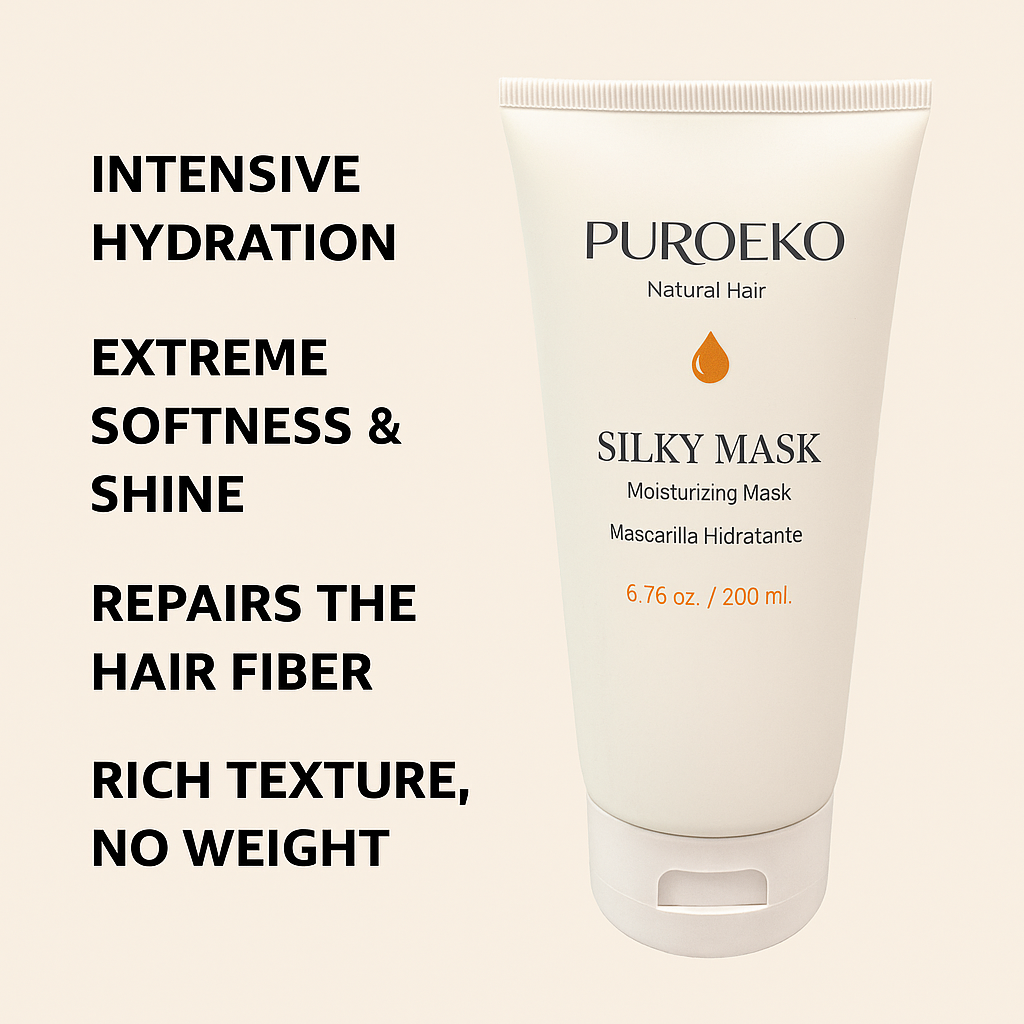 PUROEKO Silky Mask – Mascarilla hidratante para cabello seco | Hidratación profunda, suavidad sedosa y control del frizz – 1 envase de 200 ml