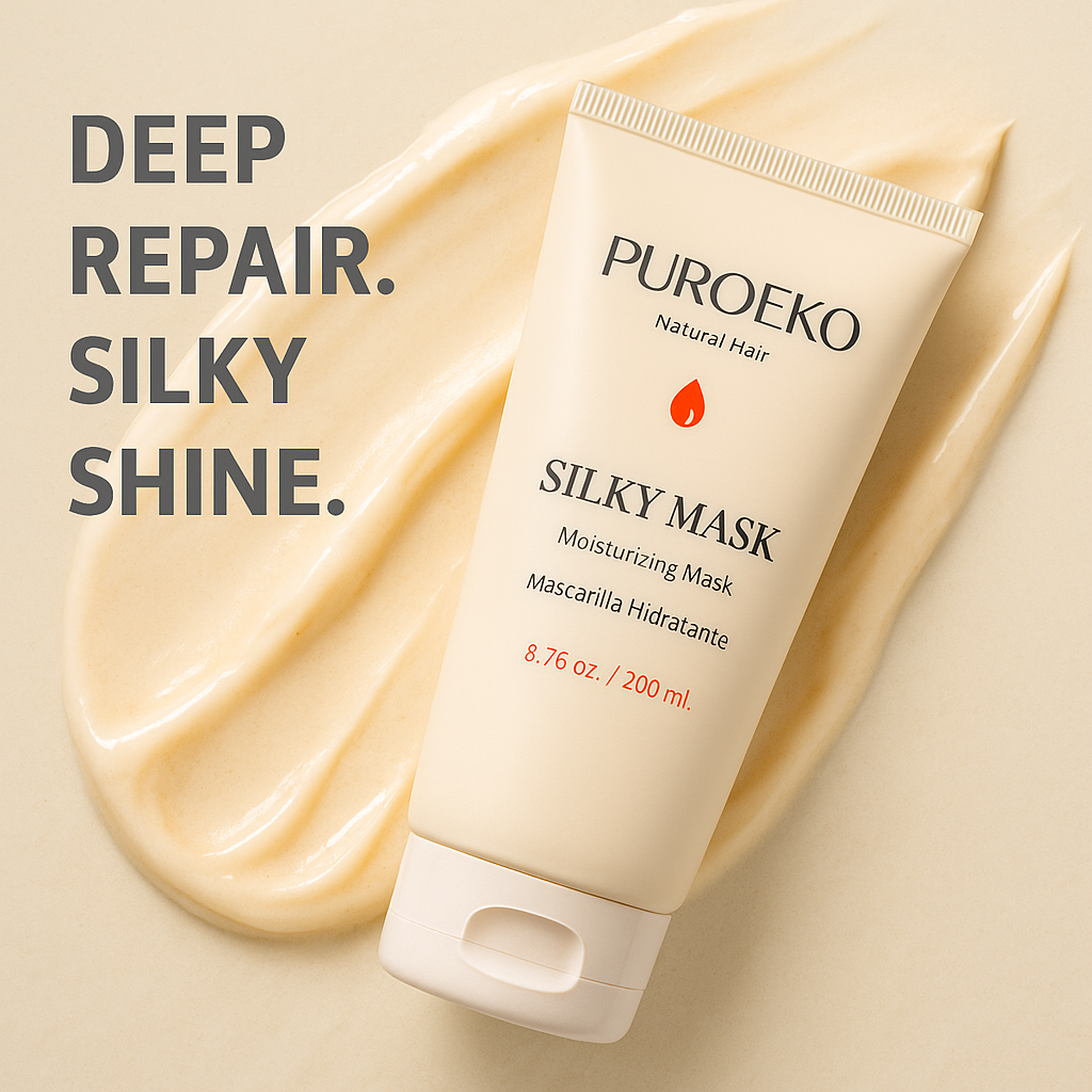 PUROEKO Silky Mask – Mascarilla hidratante para cabello seco | Hidratación profunda, suavidad sedosa y control del frizz – 1 envase de 200 ml