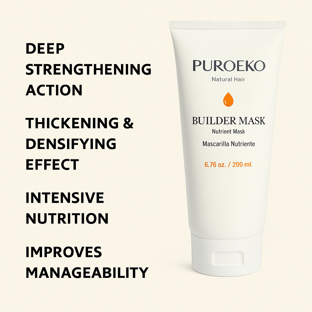 PUROEKO Builder Mask – Mascarilla capilar reparadora para cabello seco y dañado | Nutre, fortalece y mejora la suavidad y el brillo – 1 envase de 200 ml
