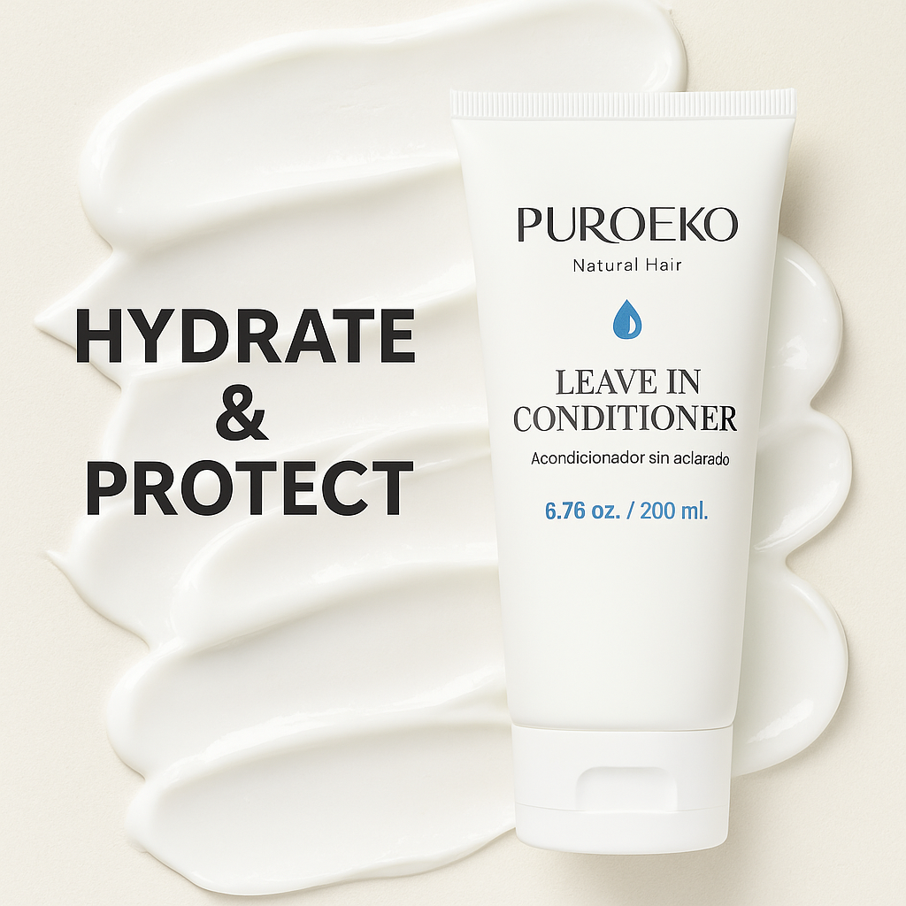 PUROEKO Leave-In Conditioner – Acondicionador sin aclarado para cabello rizado y seco | Hidratación, desenredado y control ligero del frizz – 1 botella de 200 ml