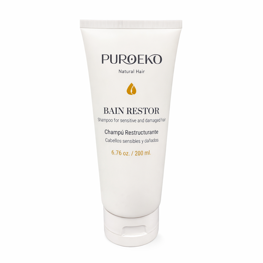 PUROEKO Bain Restor – Champú reparador para cabello dañado | Fortalece, nutre y ayuda a recuperar la fibra capilar – Con aceite de argán y biotina – Sin sulfatos ni parabenos – 1 botella de 200 ml