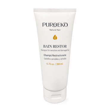 PUROEKO Bain Restor – Champú reparador para cabello dañado | Fortalece, nutre y ayuda a recuperar la fibra capilar – Con aceite de argán y biotina – Sin sulfatos ni parabenos – 1 botella de 200 ml