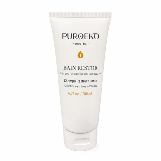 PUROEKO Bain Restor – Champú reparador para cabello dañado | Fortalece, nutre y ayuda a recuperar la fibra capilar – Con aceite de argán y biotina – Sin sulfatos ni parabenos – 1 botella de 200 ml