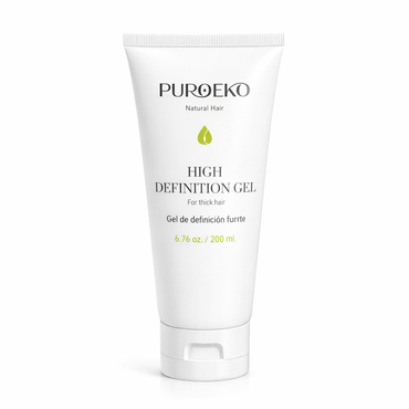 PUROEKO High Definition Gel – Gel definidor para cabello rizado | Rizos definidos, fijación fuerte y control del frizz – 1 botella de 200 ml