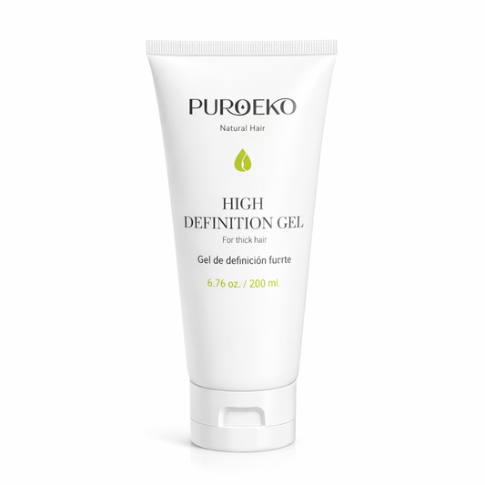 PUROEKO High Definition Gel – Gel definidor para cabello rizado | Rizos definidos, fijación fuerte y control del frizz – 1 botella de 200 ml